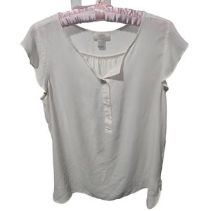 LOFT Soft Cream/Blush Blouse with Button Detail, Size Large